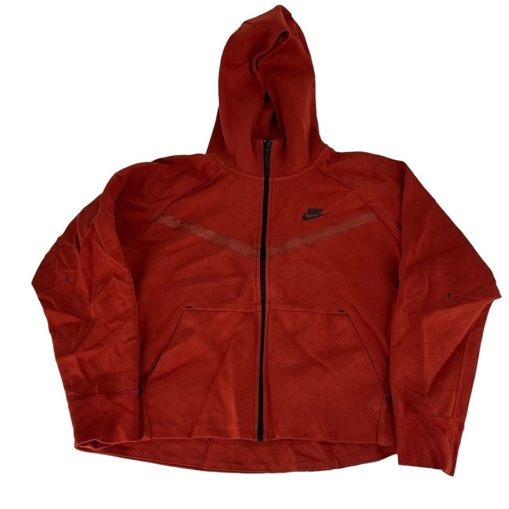 Nike Hoodie Women's XL Red Sportswear Tech Fleece Full Zip CW4298 623 Sweatshirt